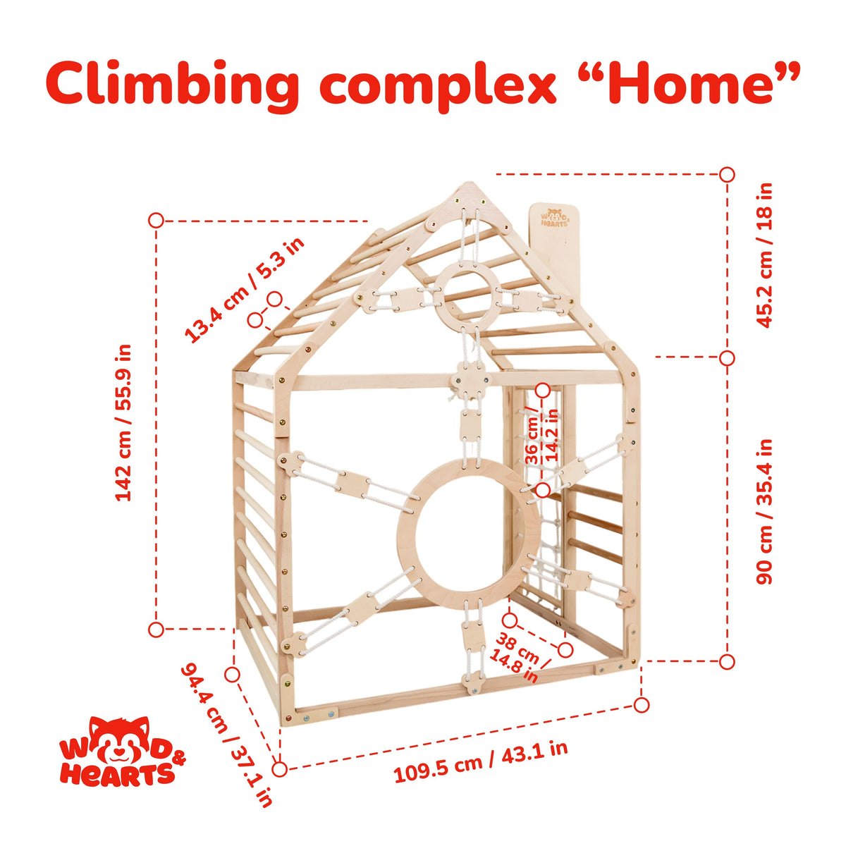 Wooden Climbing Playhouse, Set of 6 Items, Ages 1–6 - WoodandHearts