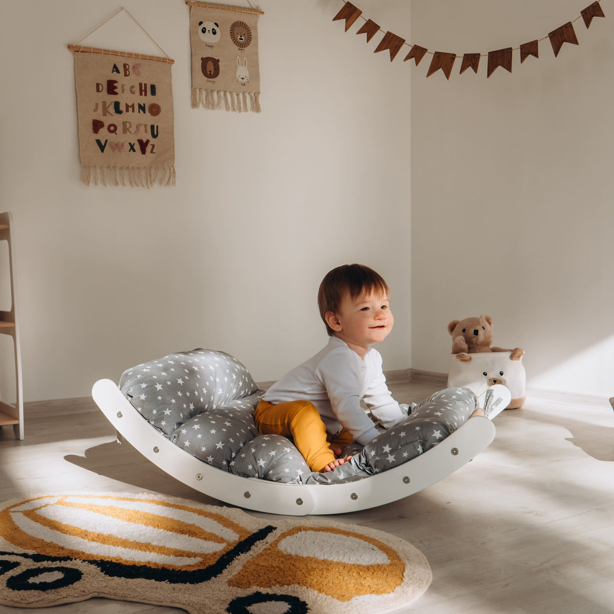 Wooden Baby Rocker – 2-in-1 Swing and Climbing Set WoodandHearts