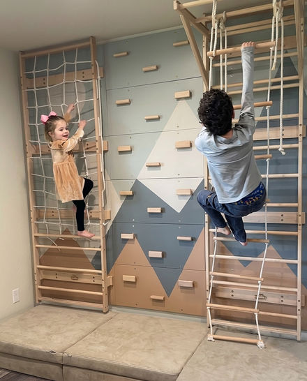 Wood and Hearts 3-in-1 Swedish Ladder Wall Gym for Kids 3+