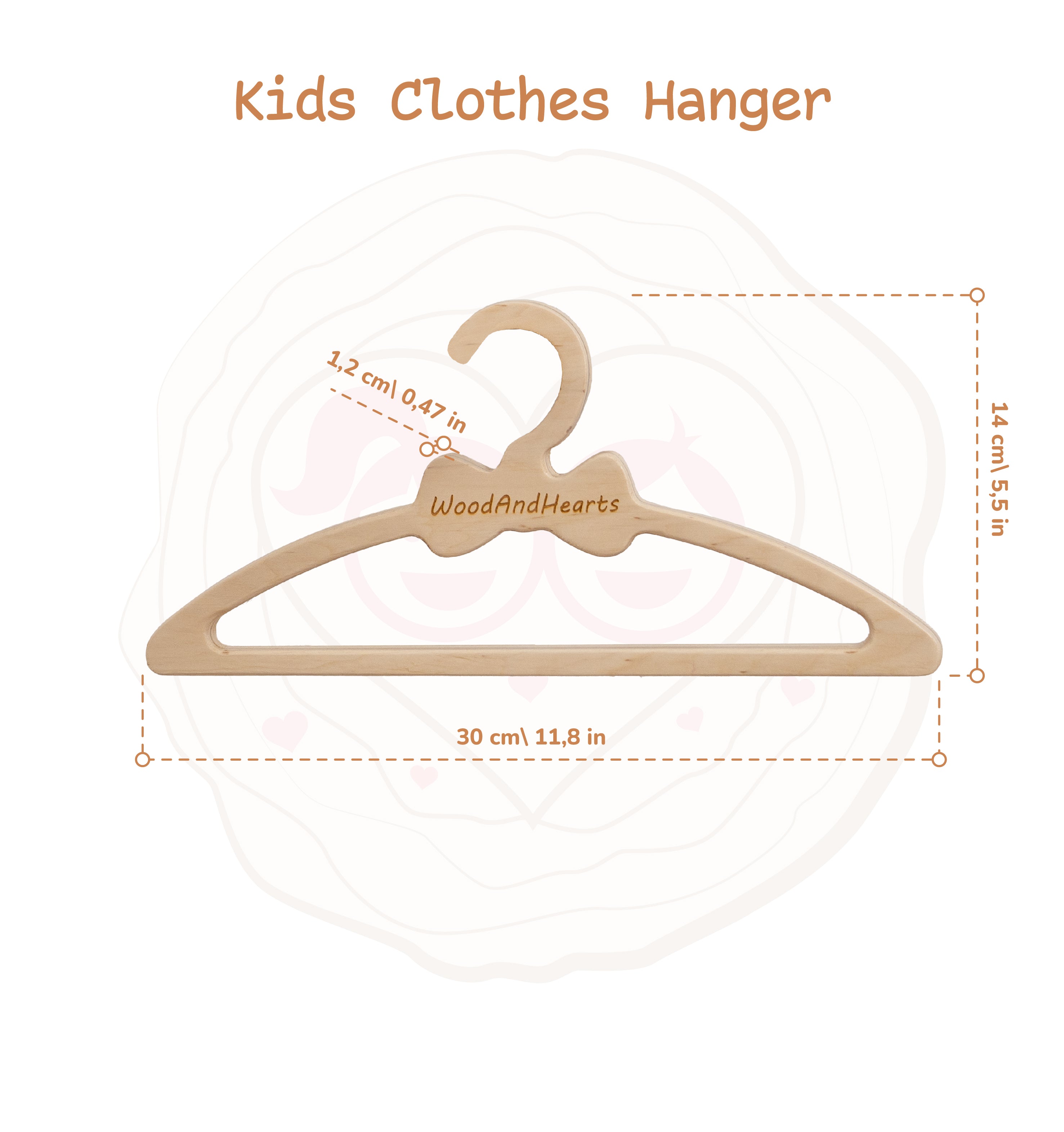 Natural Wood Shirt and Dress Kids Hangers 10-Pack