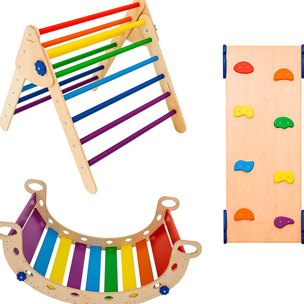 Montessori -Set von 3 Elementen: 1 Balance Board+1 Ramp+1 Dreieck