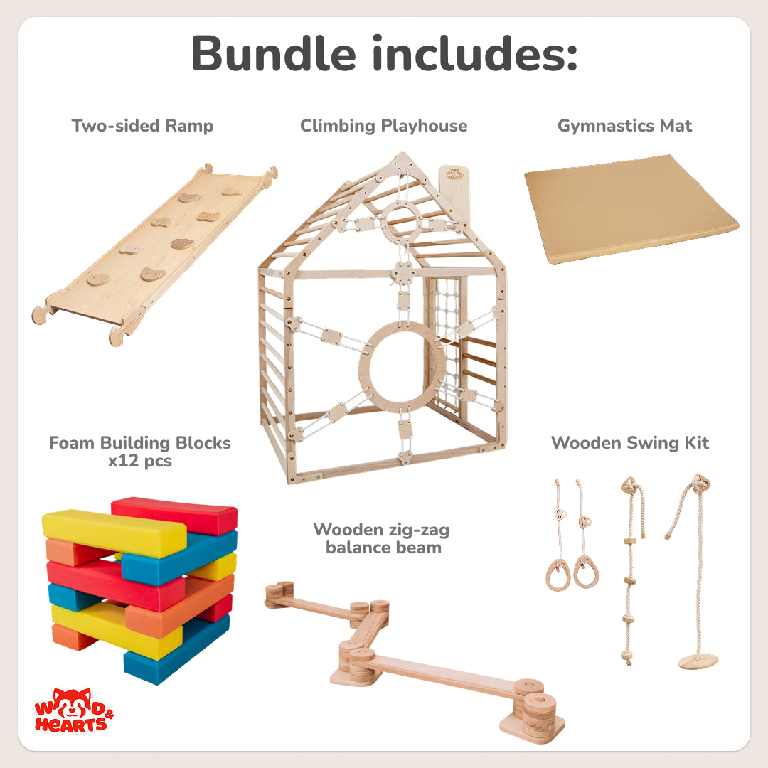 Kids Play Set, 6-in-1 Playhouse Climber Bundle