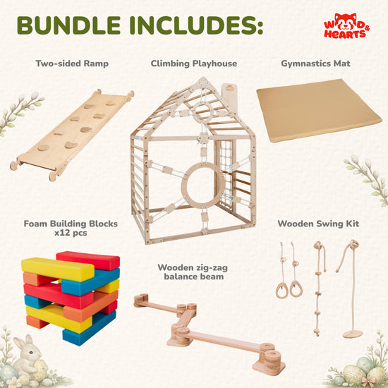 Kids Play Set, 6-in-1 Playhouse Climber Bundle