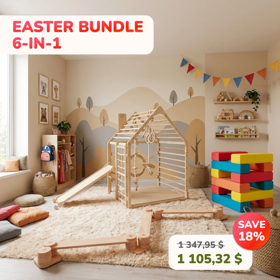 Kids Play Set, 6-in-1 Playhouse Climber Bundle
