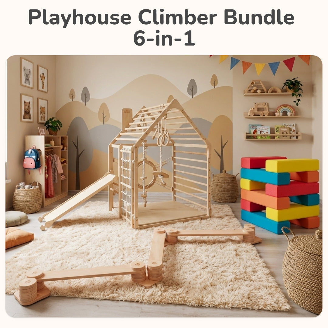 Kids Play Set, 6-in-1 Playhouse Climber Bundle