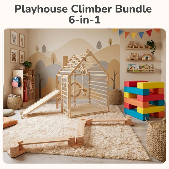 Kids Play Set, 6-in-1 Playhouse Climber Bundle