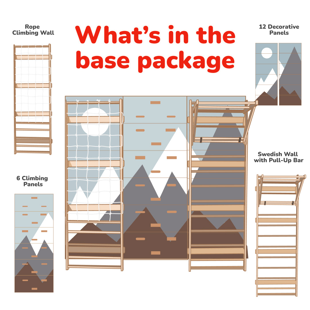 Kids Swedish Ladder Wall Gym 7-in-1 Bundle