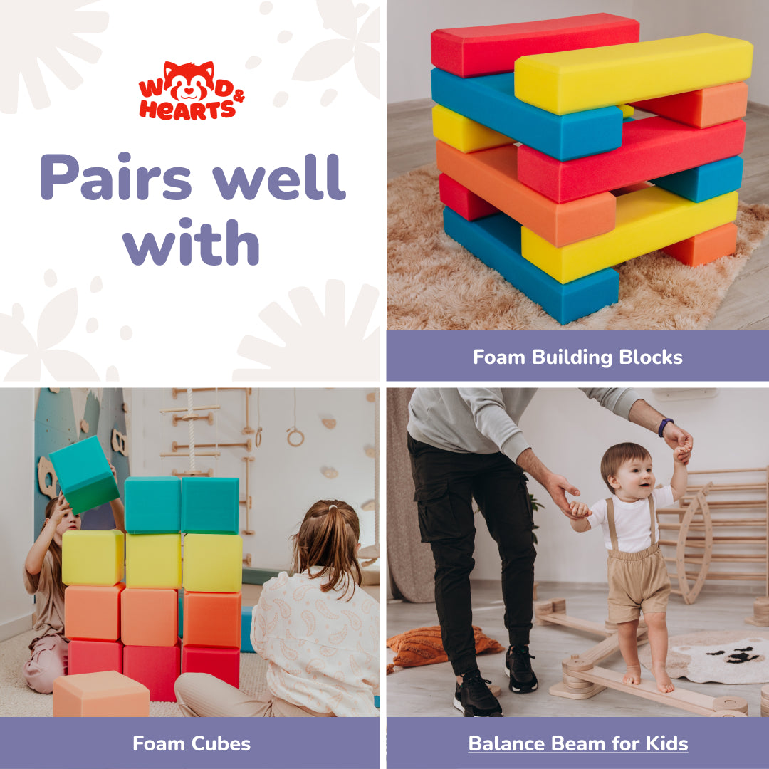 Wood and Hearts 3-in-1 Swedish Ladder Wall Gym for Kids 3+
