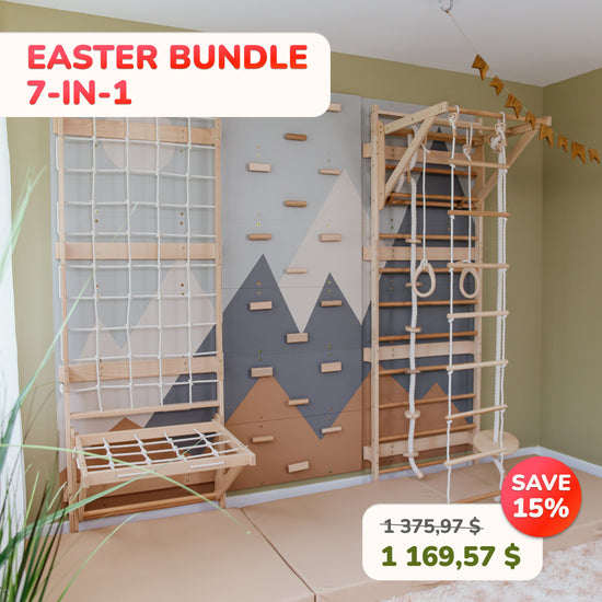 Kids Swedish Ladder Wall Gym 7-in-1 Bundle