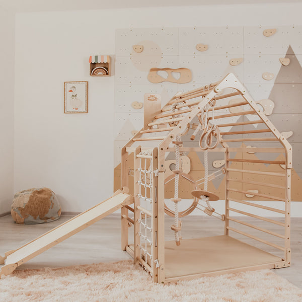 Wood and Hearts Wooden Toddler Climbing Playhouse, Ages 1–6