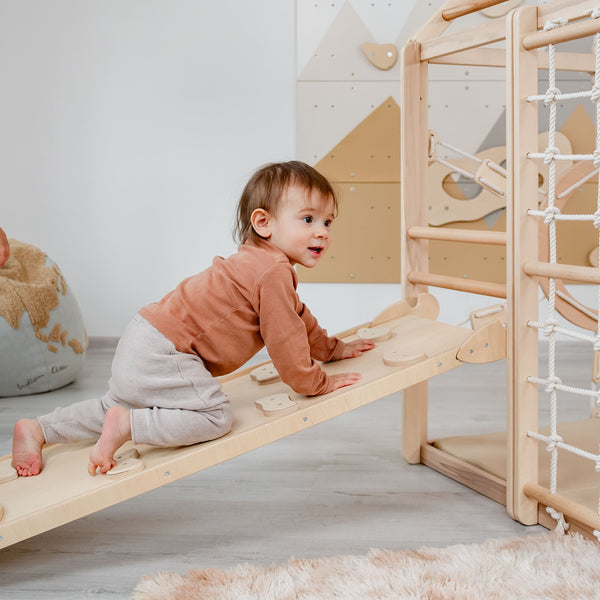 Wood and Hearts Wooden Toddler Climbing Playhouse, Ages 1–6
