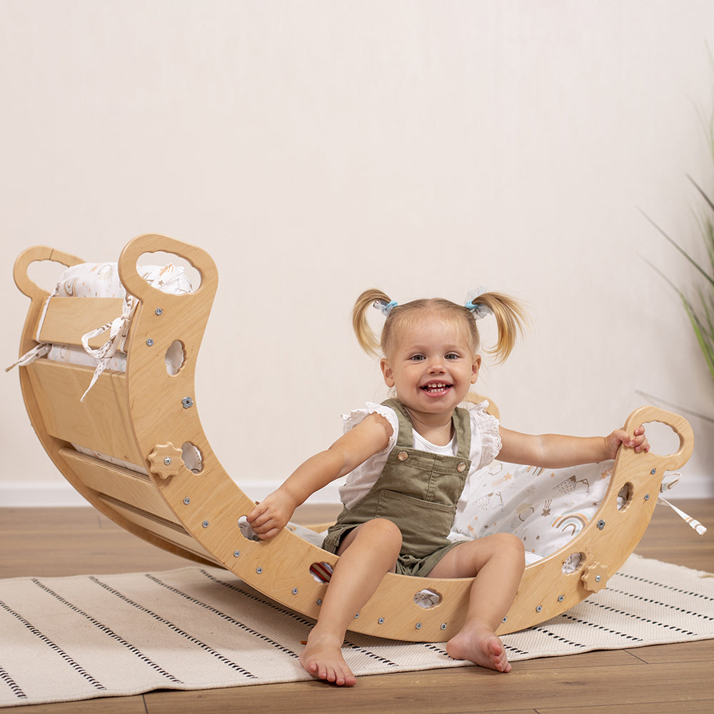 JumpOff Jo Wooden Wobble Rocker Board - Montessori Toddler Toys for Kids &  Toddlers, Natural Wood Rocker Board with Felt, Balance Boards for Kids