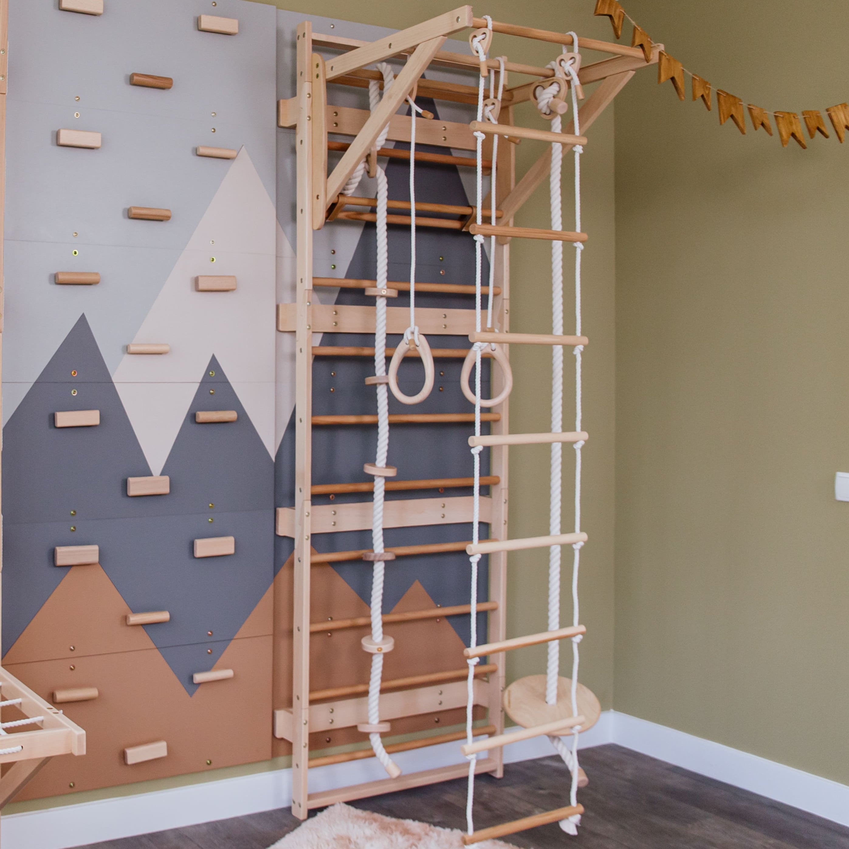 Kids Swedish Ladder Wall Gym 7-in-1 Bundle