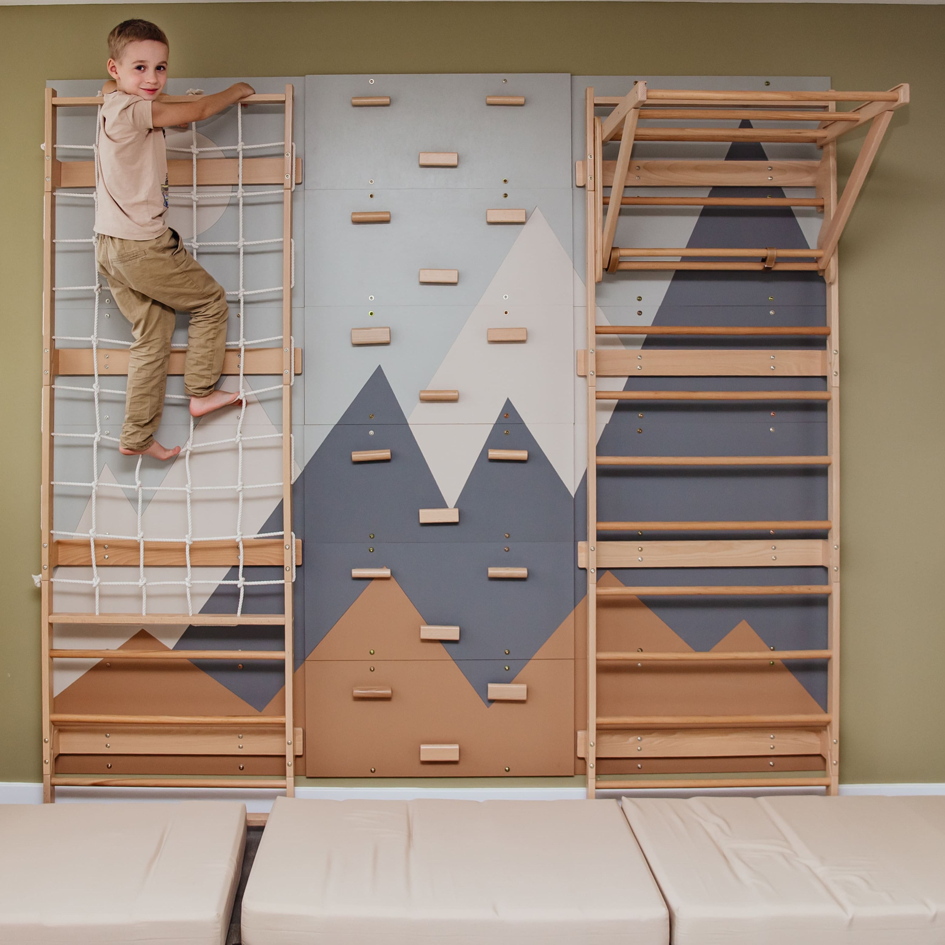 Kids Swedish Ladder Wall Gym 7-in-1 Bundle