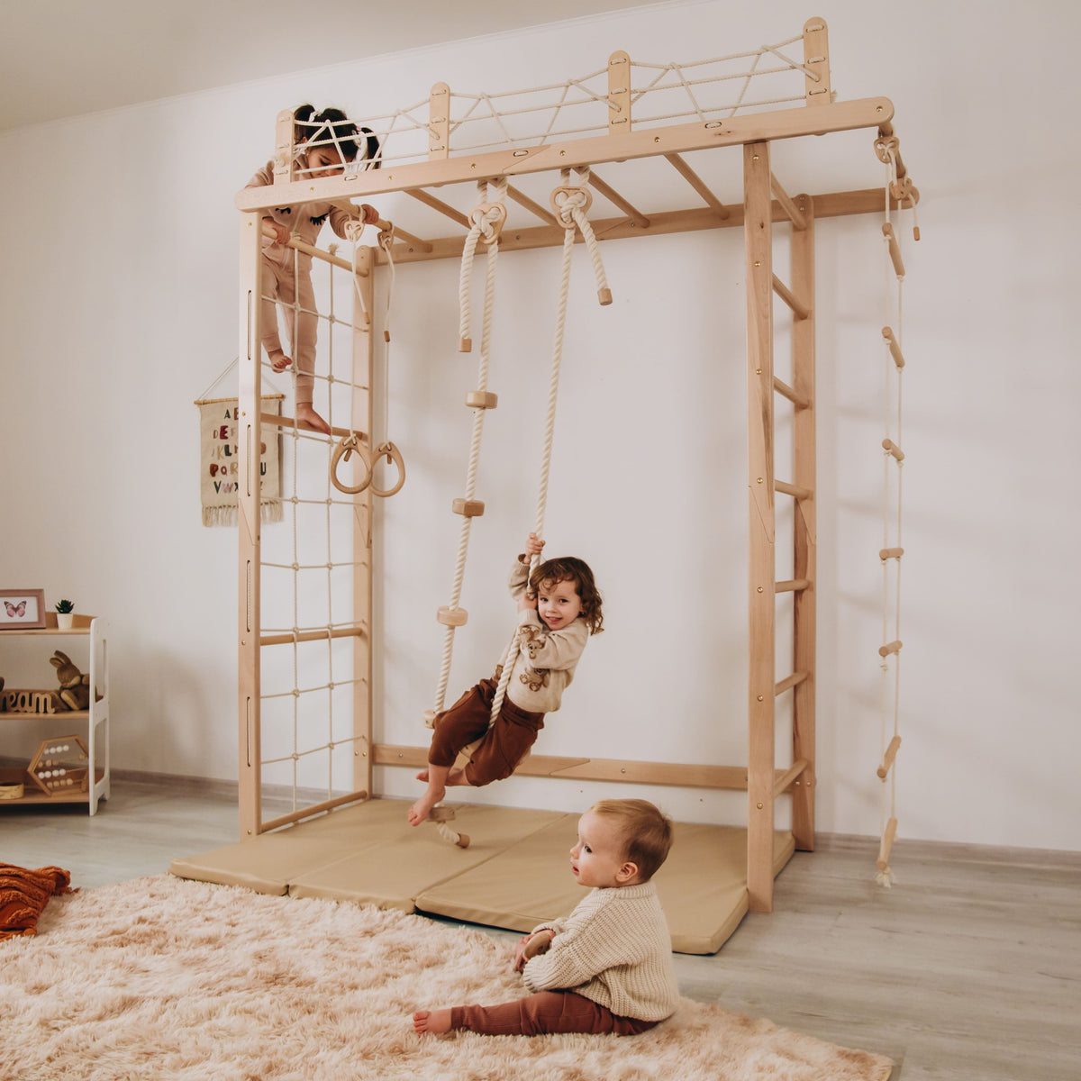 Monkey Adding Frame Wooden Climbing Frame with Monkey Bars for Kids – woodandhearts
