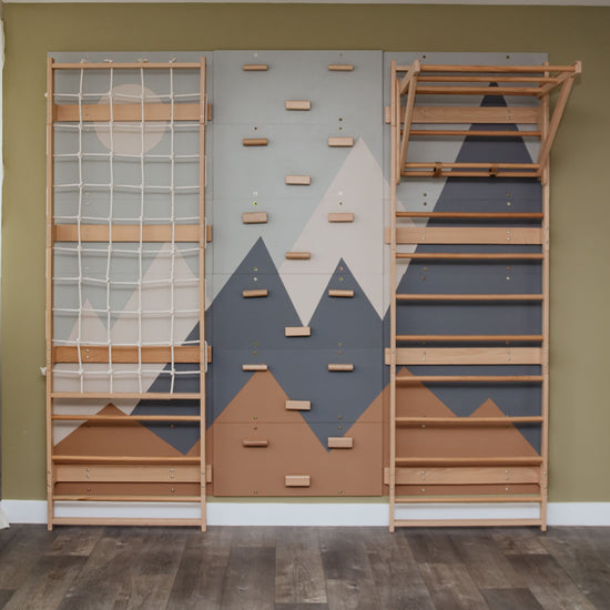 Wood and Hearts 3-in-1 Swedish Ladder Wall Gym for Kids 3+