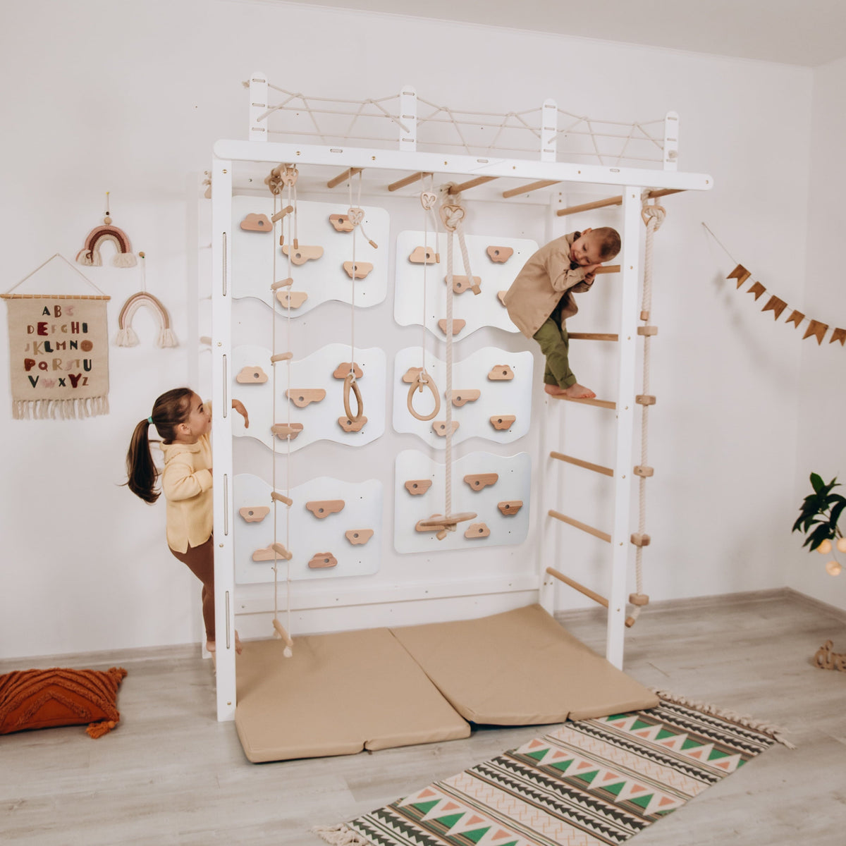 Monkey Adding Frame Wooden Climbing Frame with Monkey Bars for Kids – woodandhearts