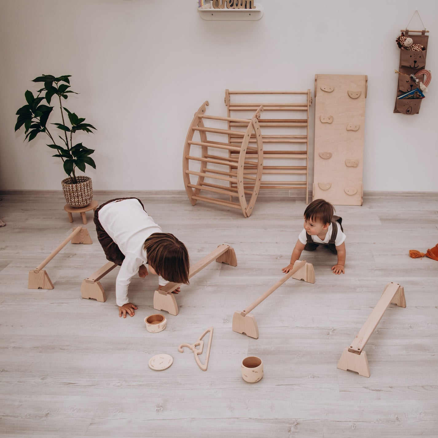 Balance Beam Set - Wooden Balancer - WoodandHearts