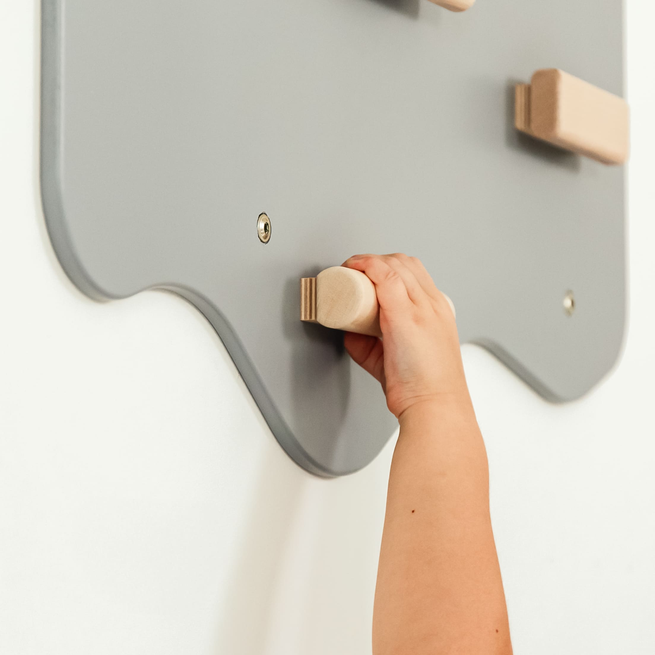 Indoor Rock Wall with Cloud-Shaped Panels & Wooden Climbing Holds for Kids 3-10