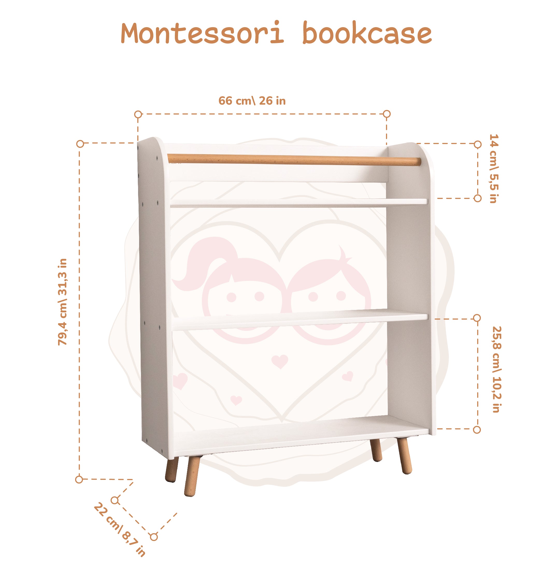 Eco-friendly big Montessori bookshlef on Ekohunters