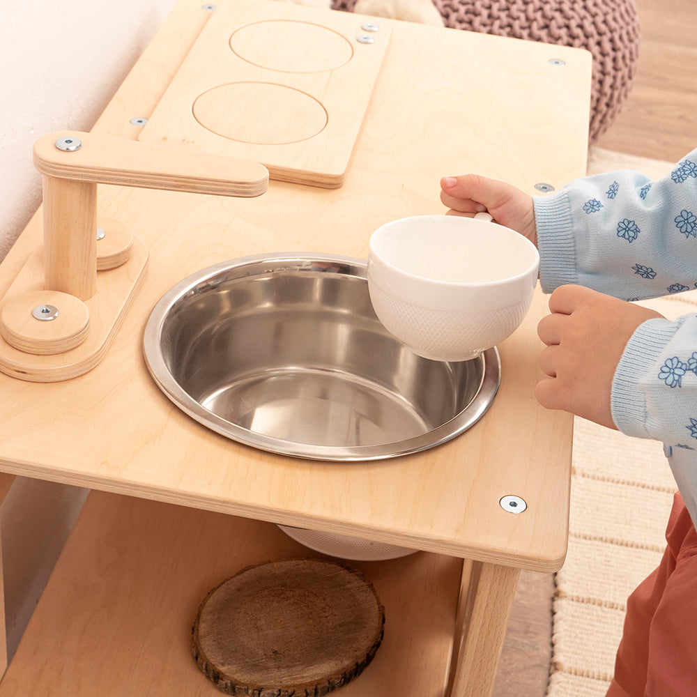  Woodandhearts Wooden Play Kitchen for Kids - Toy Kitchen -  Kitchen Pretend Play for Toddler - Montessori Eco Toy (Creative cooking in  Natural wood+white) : Handmade Products