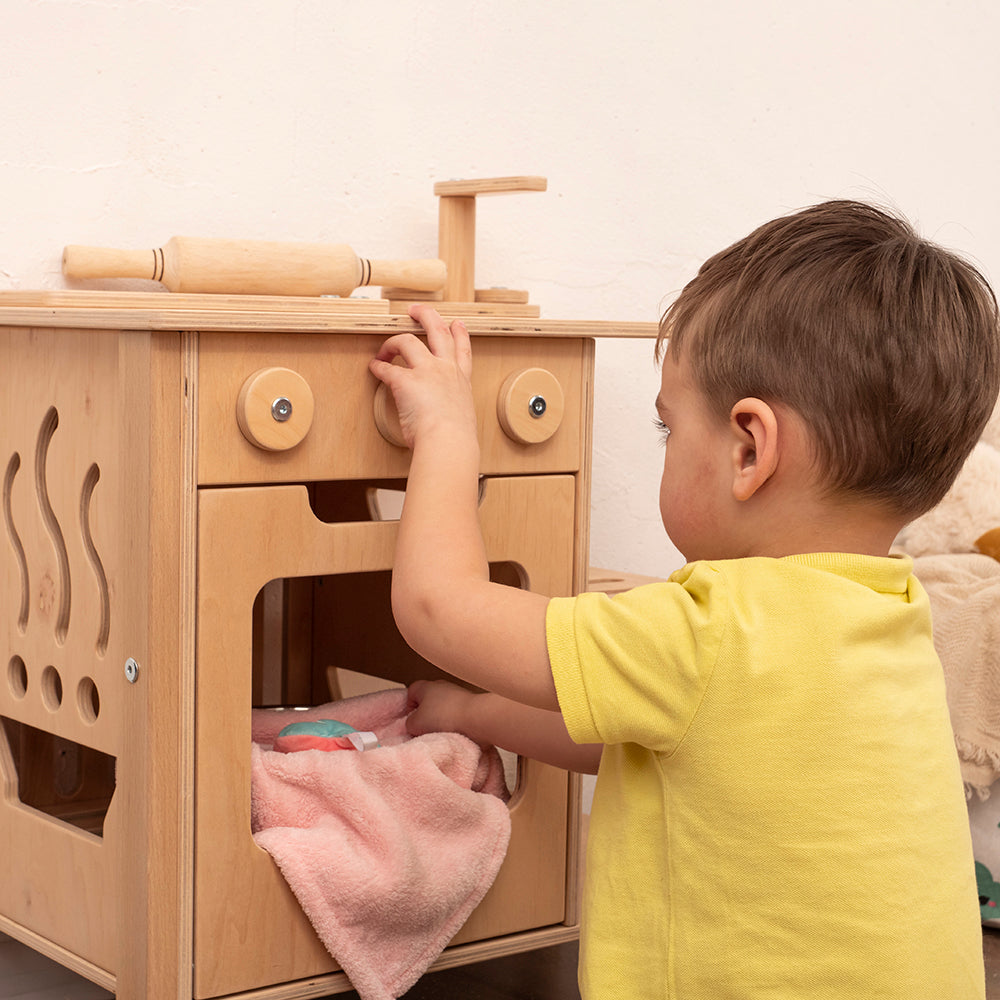小さなシェフのための木製ごっこ遊びキッチン