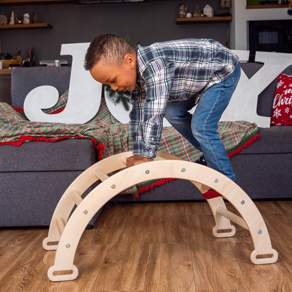 Climbing Arch Set Wooden Montessori Rocker Set With Cushion 