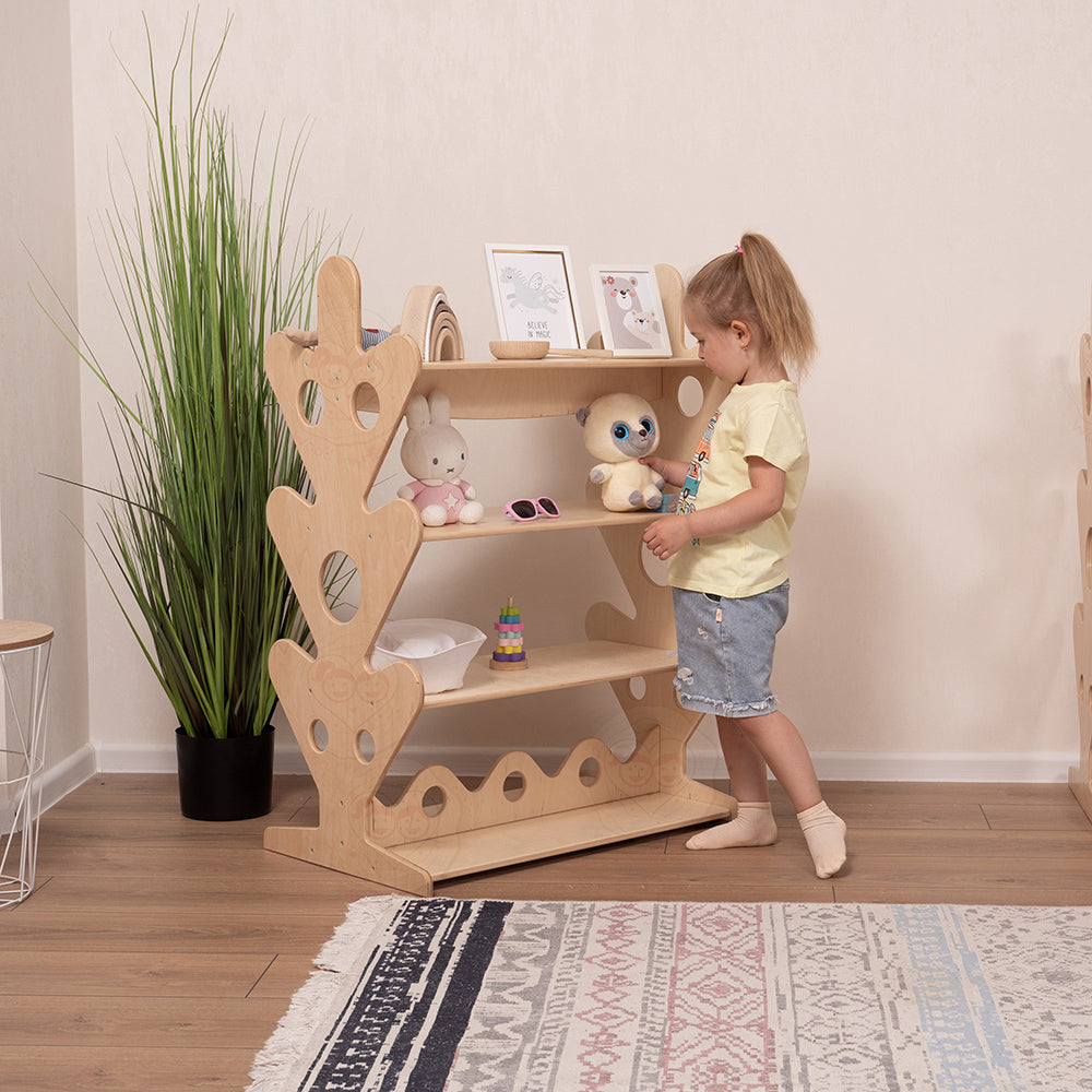 Montessori Floor Organizer, 3 Tier Bookshelf for Kiddos - WoodandHearts