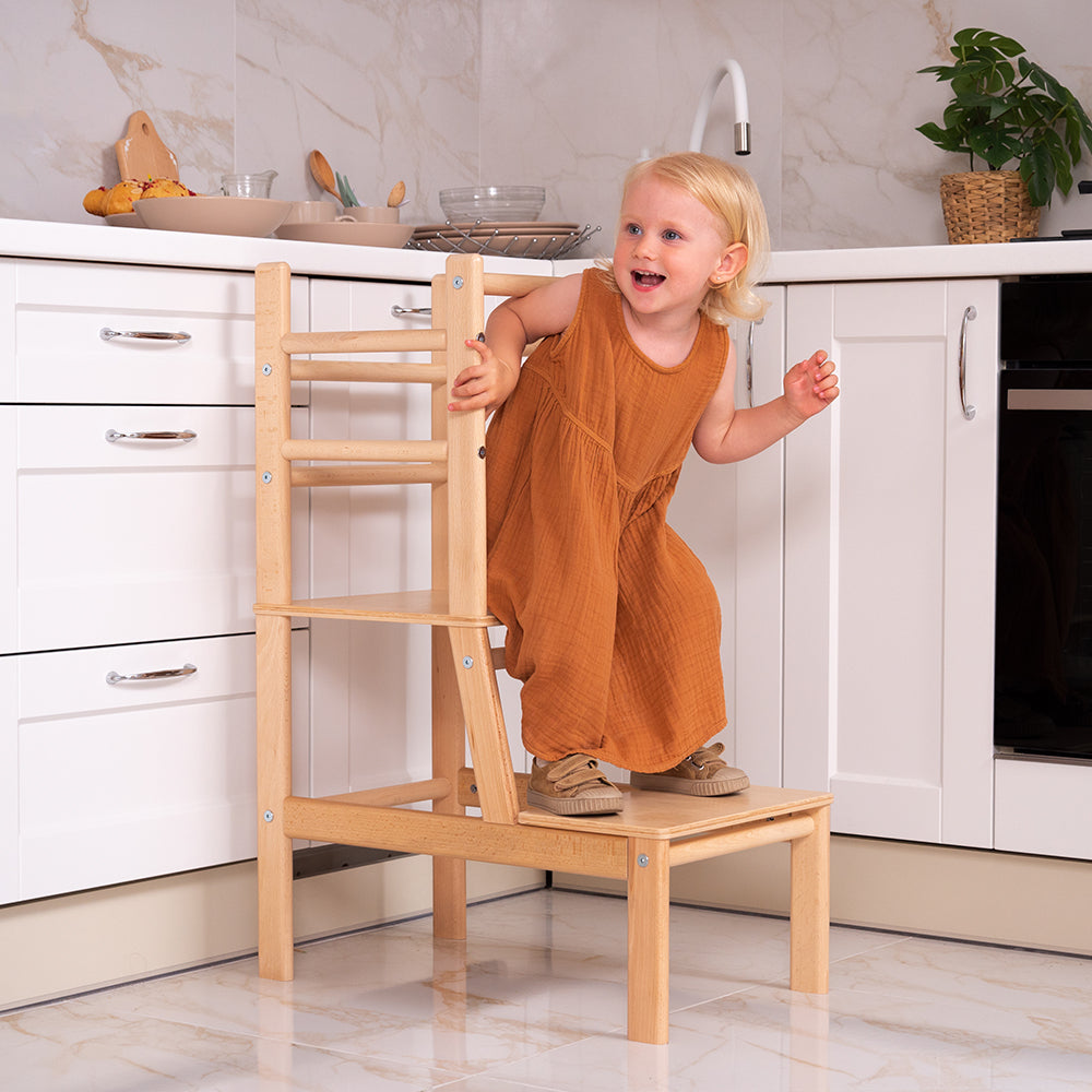 Sturdy Simple Nursery Toddlers Solid Birch Step Stool for Kids