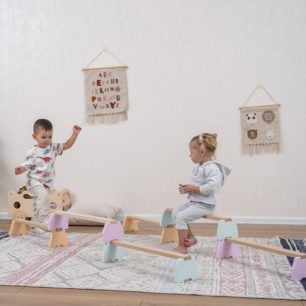 Balance Beam Set - Wooden Balancer - WoodandHearts