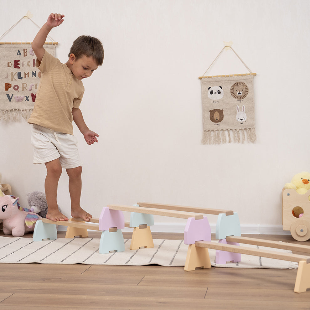 Balance Beam Set - Wooden Balancer - WoodandHearts