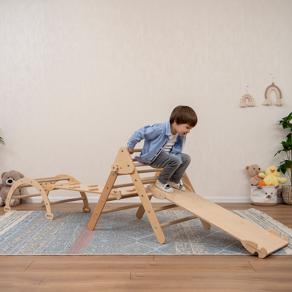 4つのアイテムのセット：2つのランプでトライアングルを登り、アーチの屋内遊び場を登る