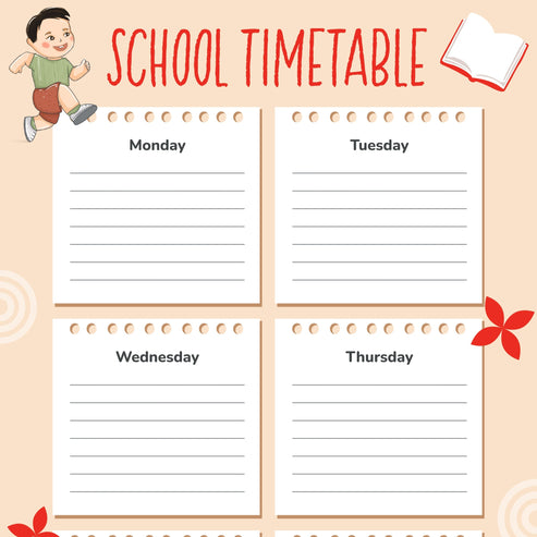 Printable School Timetable FM