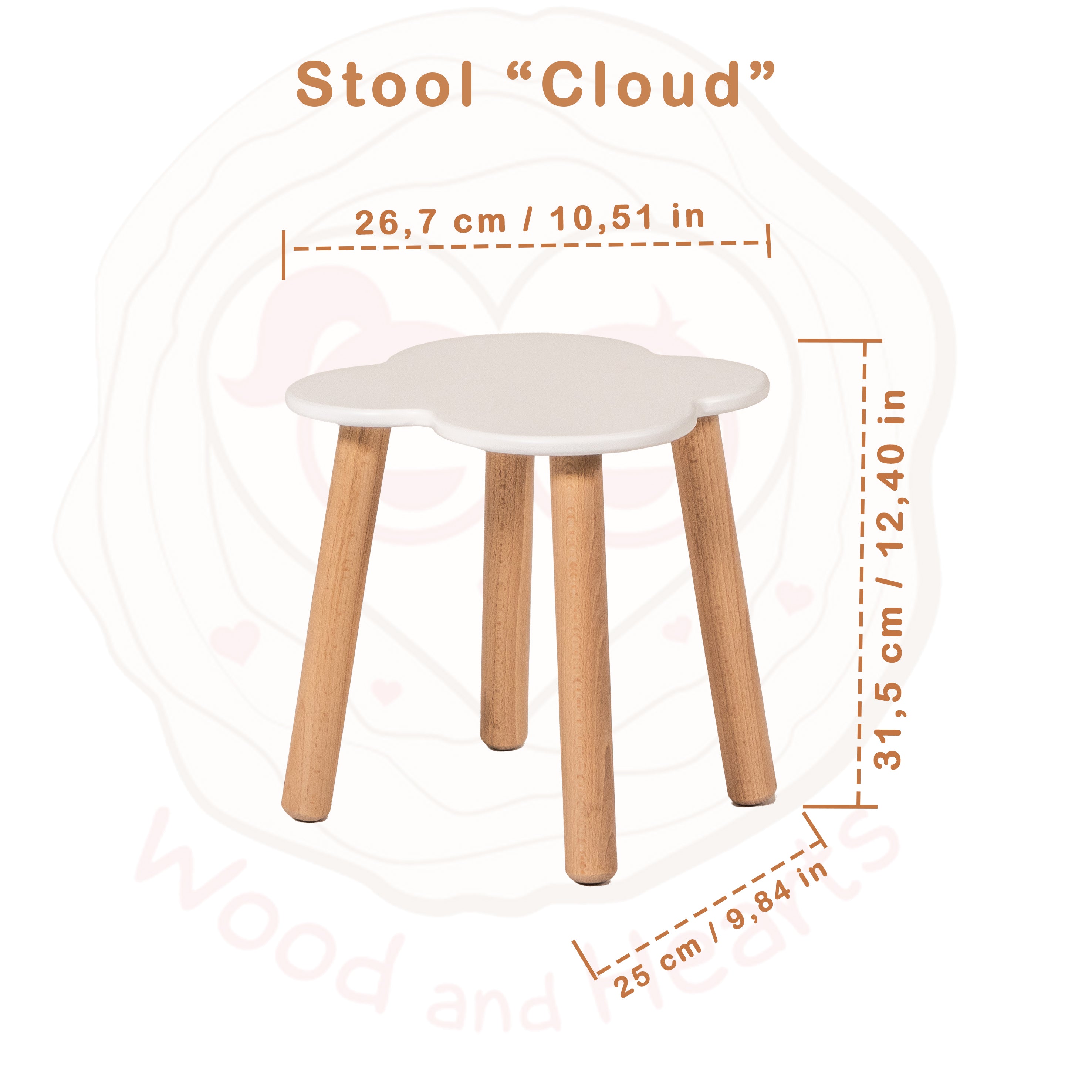 Wooden Stool "Clouds"