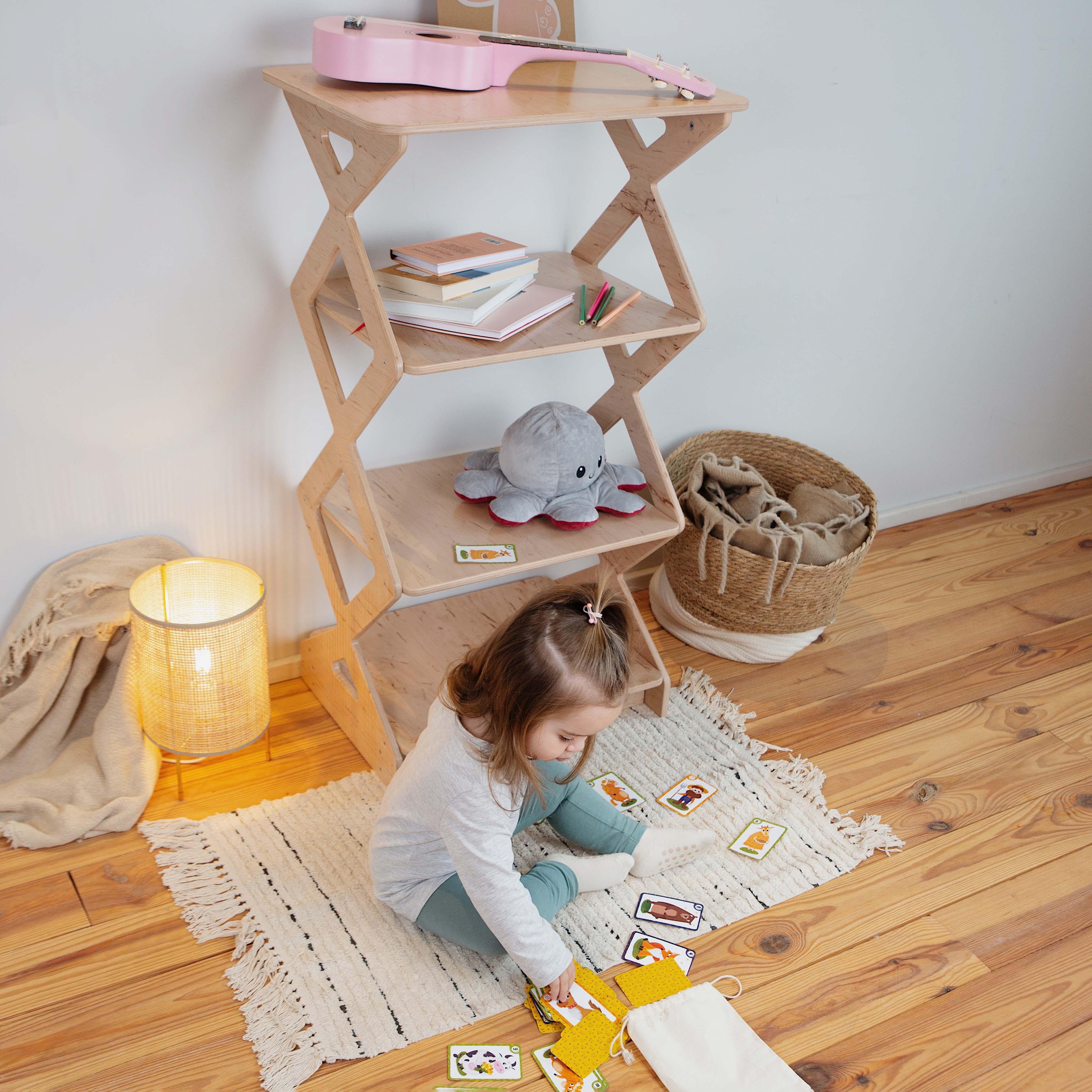 Open Bookshelf for Toys Storage, Montessori space Organizer