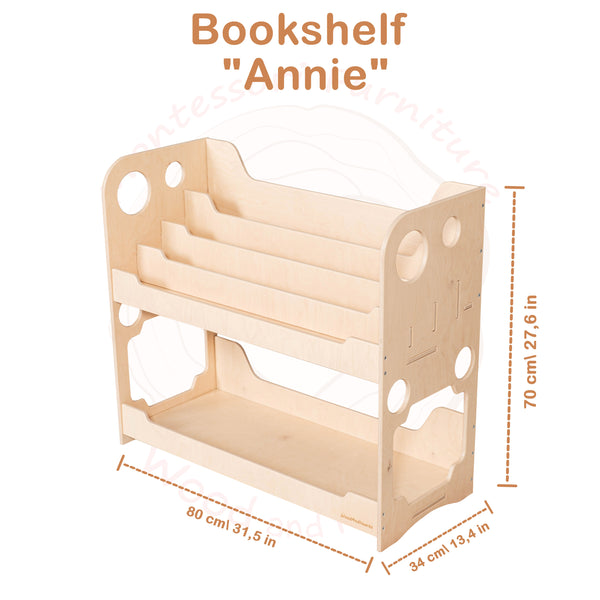 Montessori Shelf for Kids Room, Wooden Book Display "Annie"