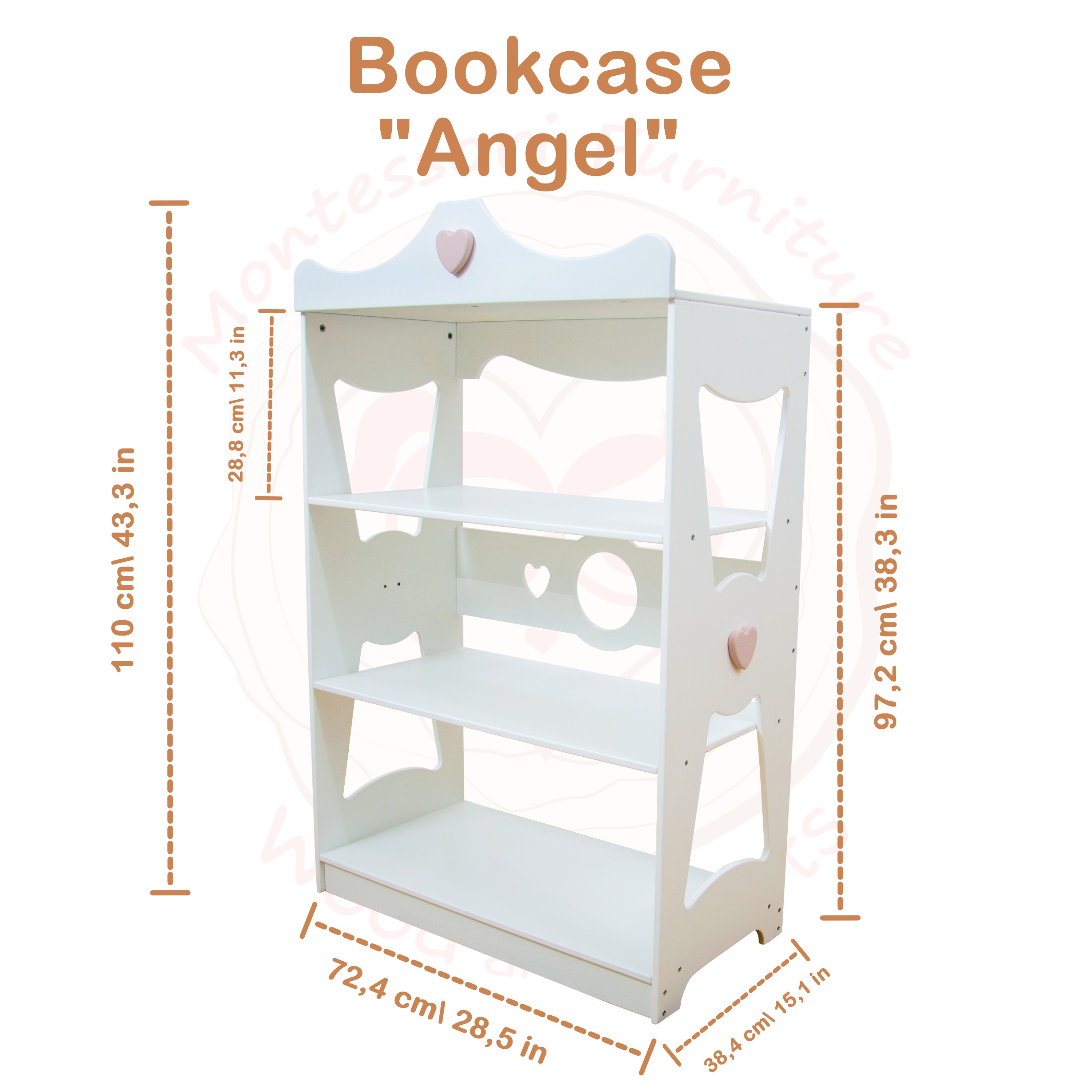 3 Tier Bookcase for Toddler Girl from "Angel" collection