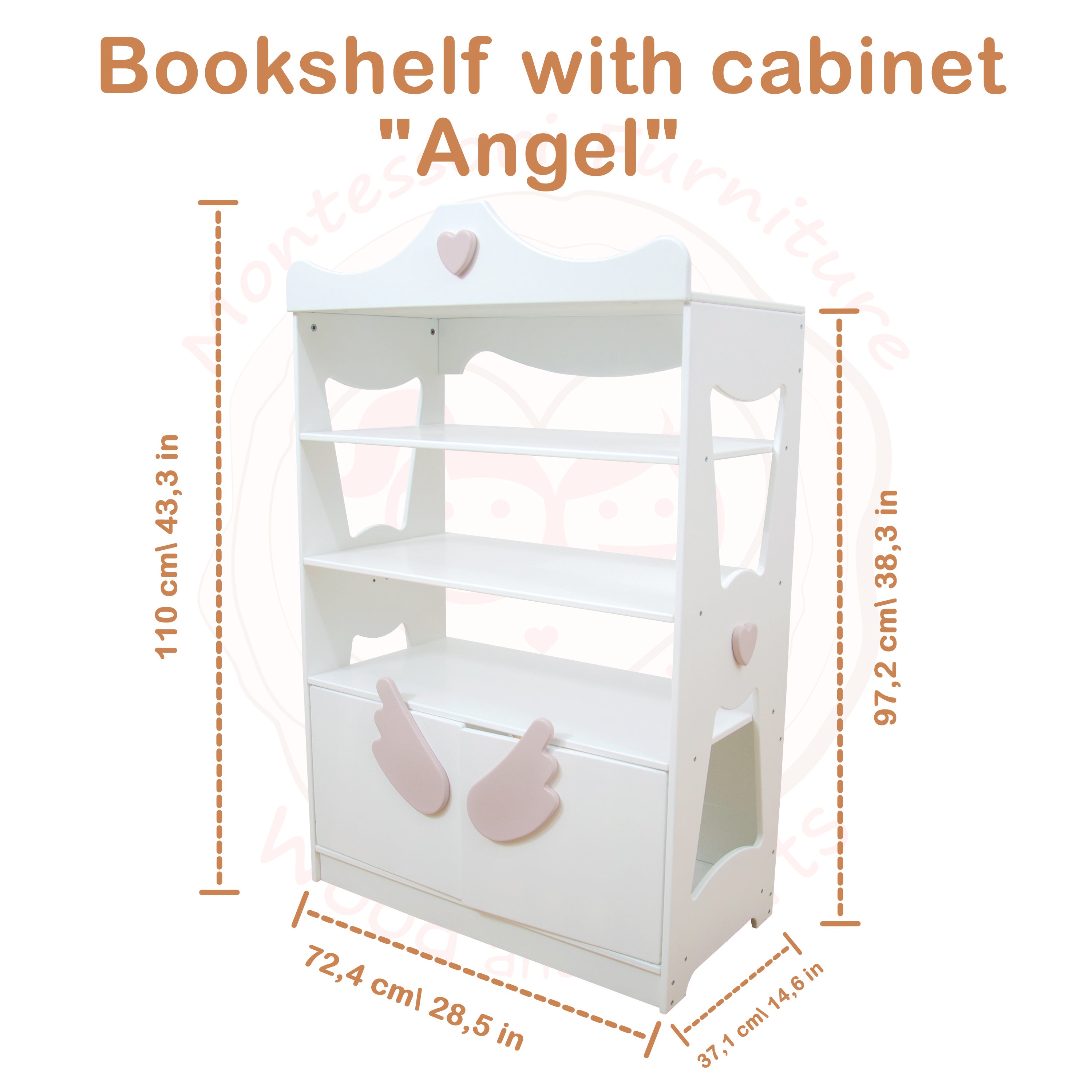 Wooden Cabinet for Kids Room, Floor Standing Bookshelf "Angel"