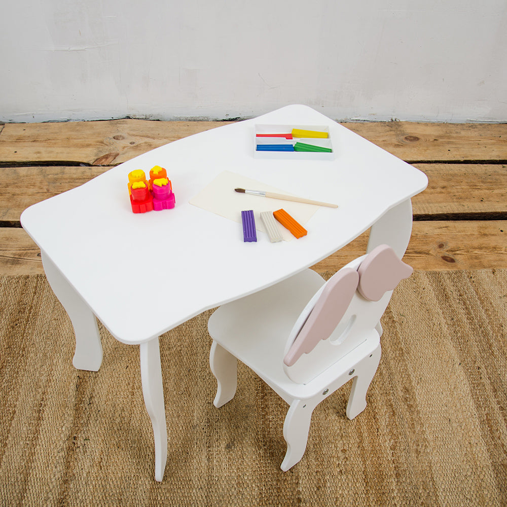 Learning Desk for Toddler Girl "Angel" in White + Pink color