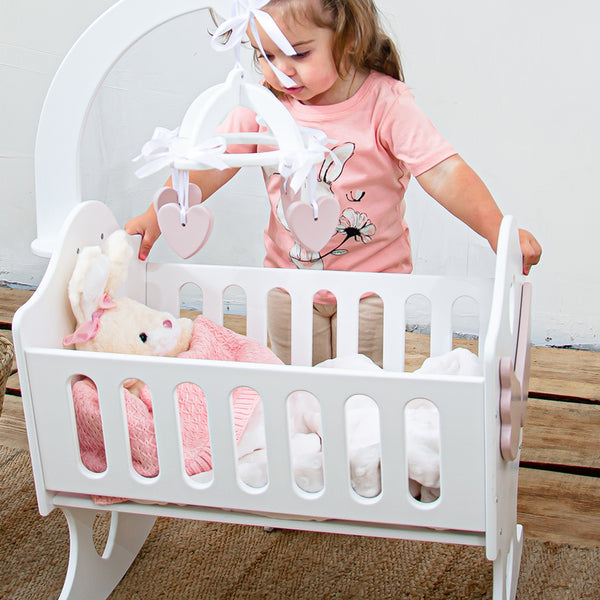 Doll Cradle and Toy Swinging Bed for Girls Pretend Play