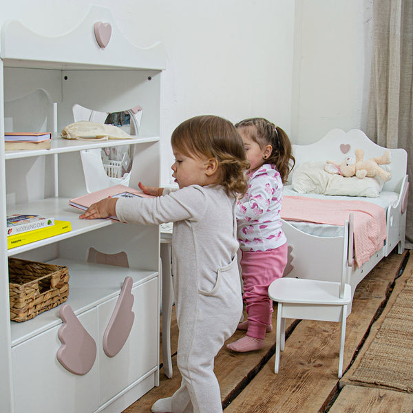 Holzkabinett für Kinderzimmer, Boden stehende Bücherregal "Engel"