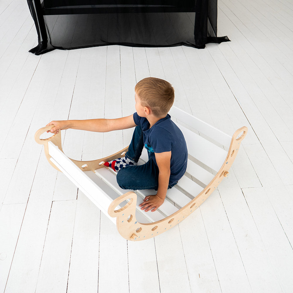 Montessori Balance Board Gray + Rainbow / Spring Hiking