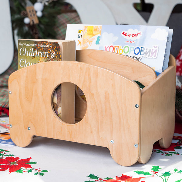 Wooden Bookcase for Toddlers, Portable Box "Josie"