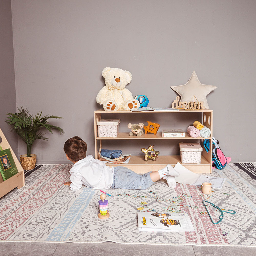 Montessori Floor Organizer, 3 Tier Bookshelf for Kiddos