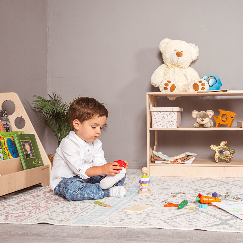 Montessori Floor Organizer, 3 Tier Bookshelf for Kiddos - WoodandHearts