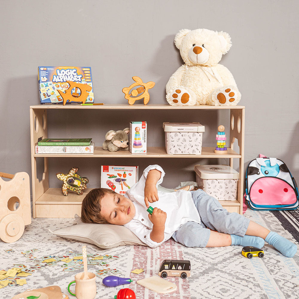 Montessori Floor Organizer, 3 Tier Bookshelf for Kiddos