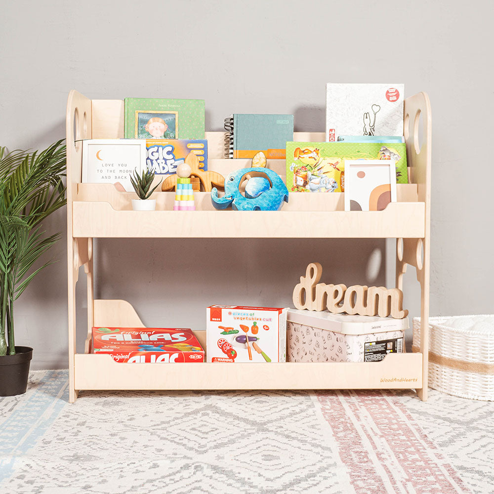 Montessori Floor Organizer, 3 Tier Bookshelf for Kiddos - WoodandHearts