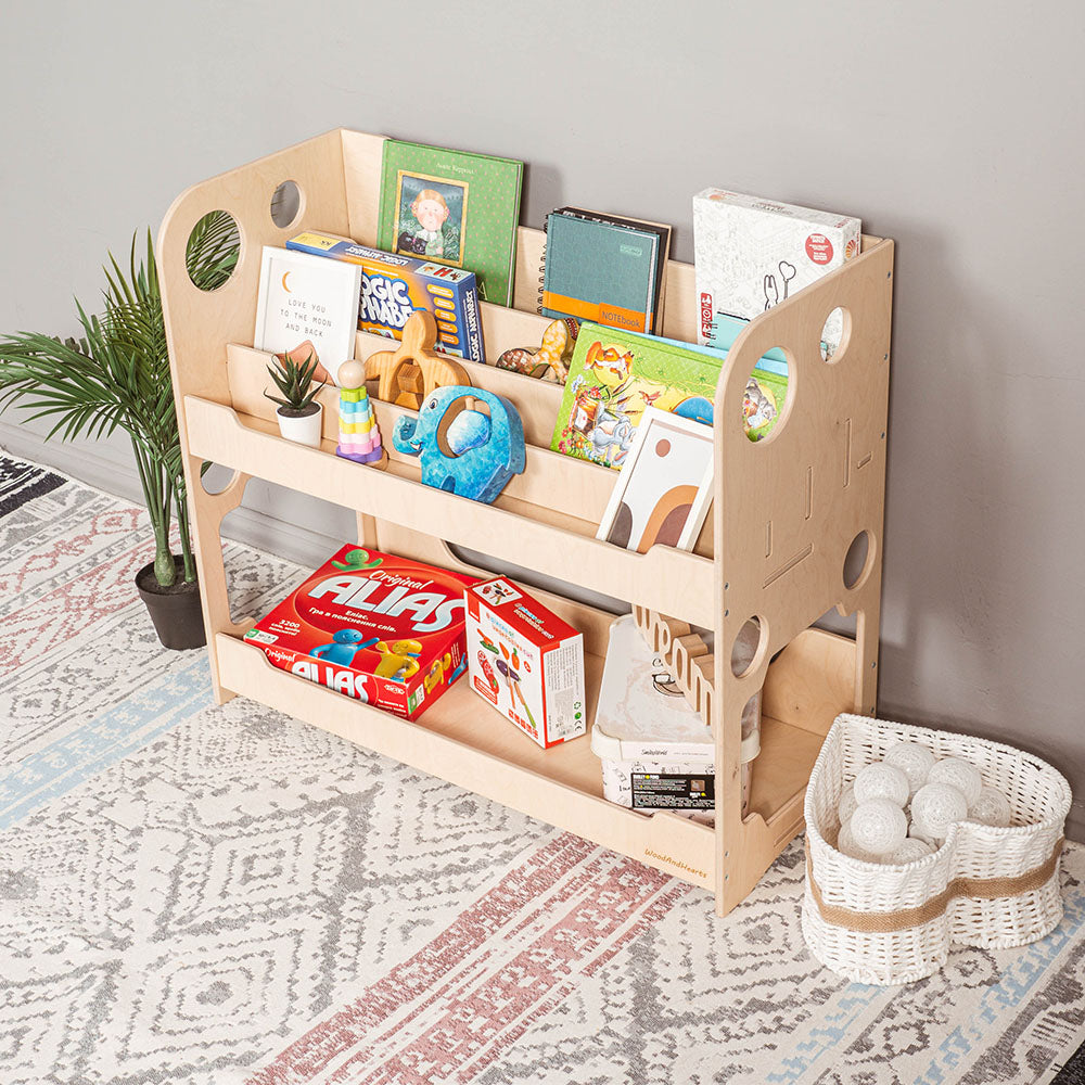 Montessori Shelf for Kids Room, Wooden Book Display "Annie"