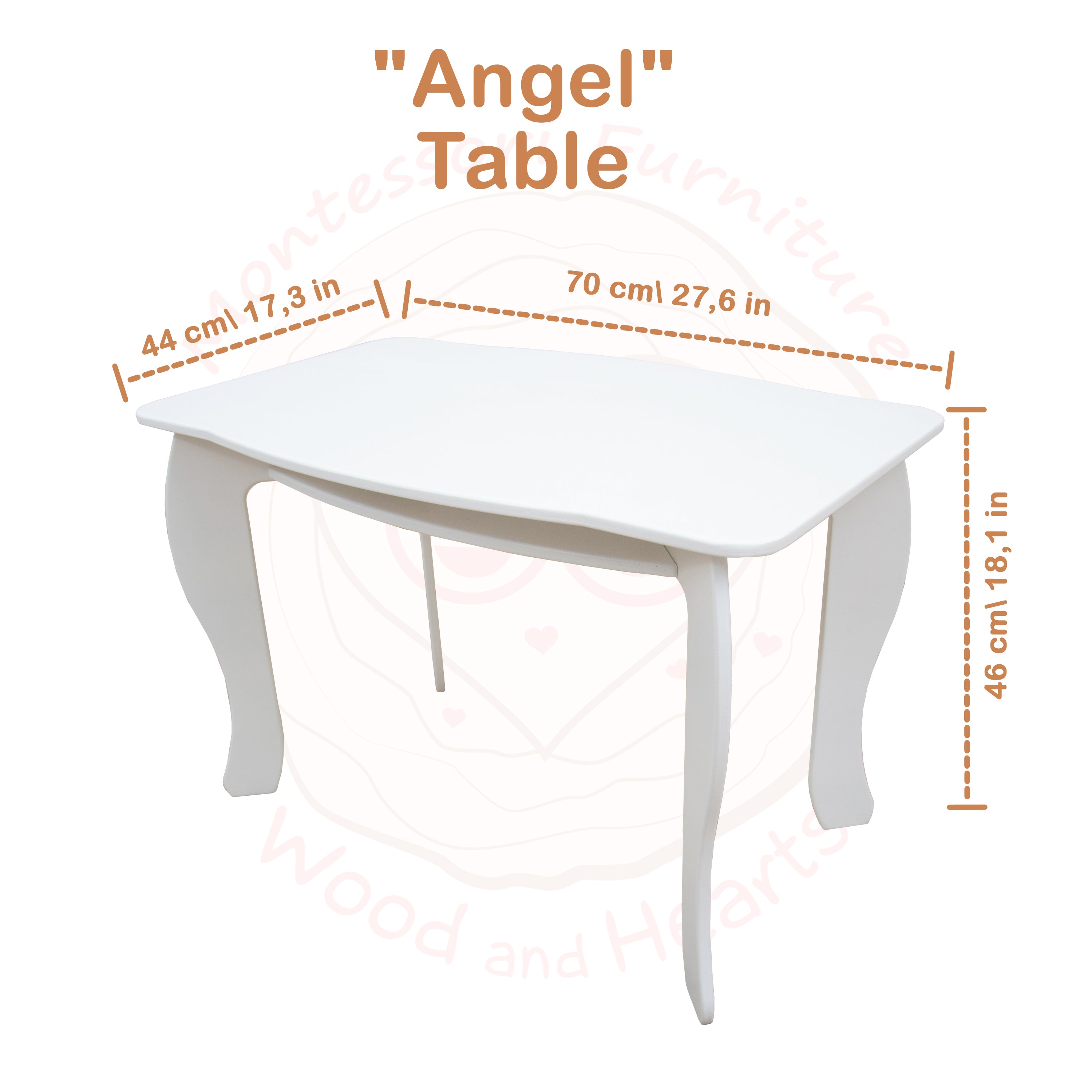 Learning Desk for Toddler Girl "Angel" in White + Pink color