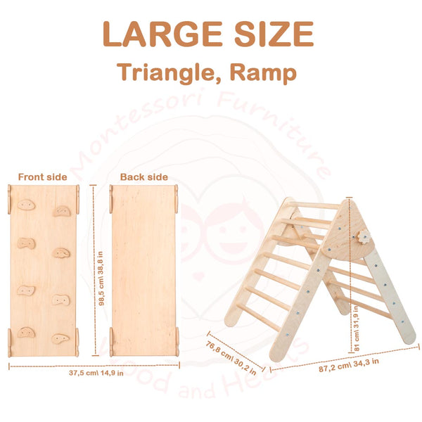 Montessori set of 3 items: 1 Balance Board+1 Ramp+1 Triangle